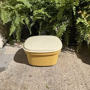 Vintage 3 Piece Tupperware‎ Harvest Gold Microwave Steamer Set 888-1